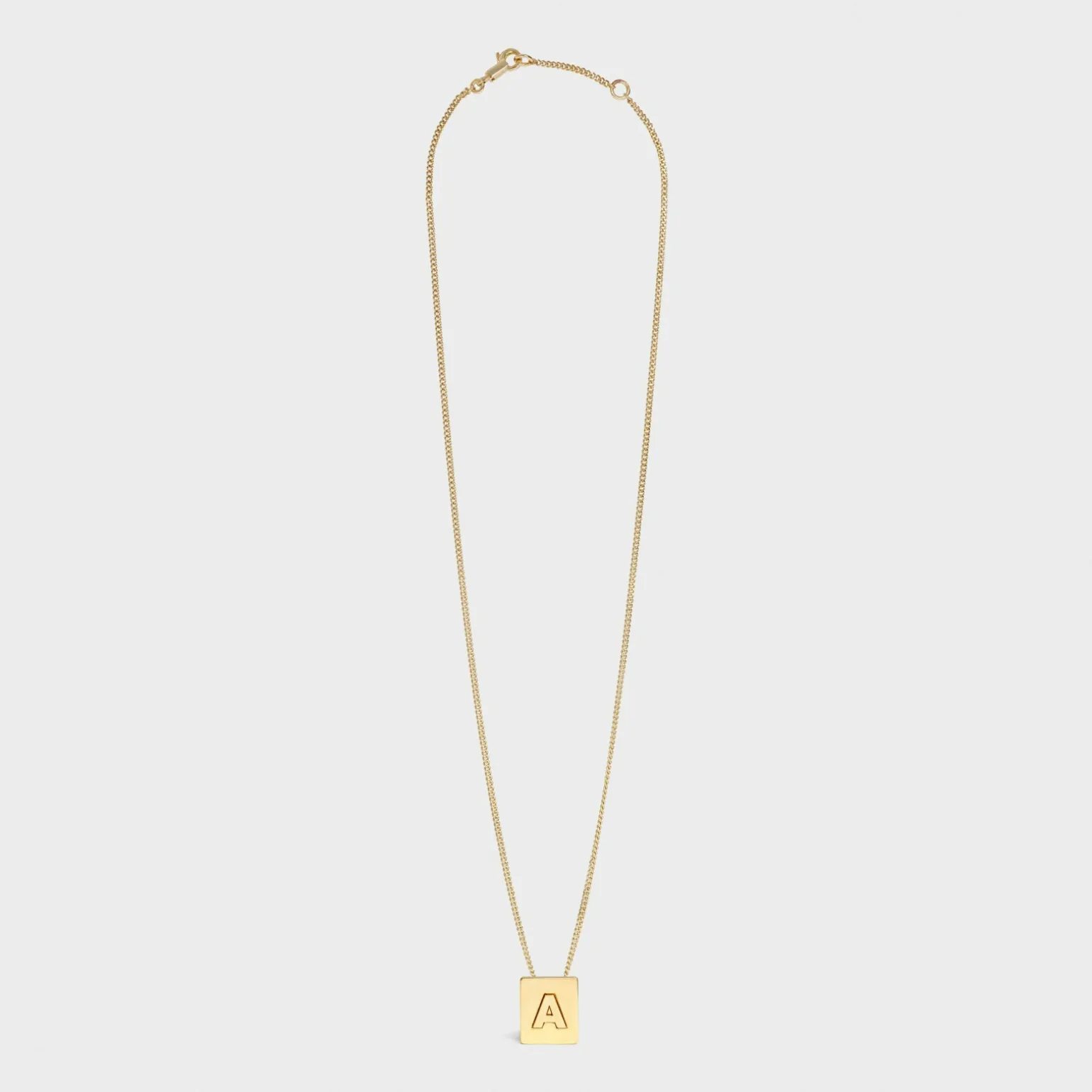 Alphabet A Necklace in Brass with Gold finish