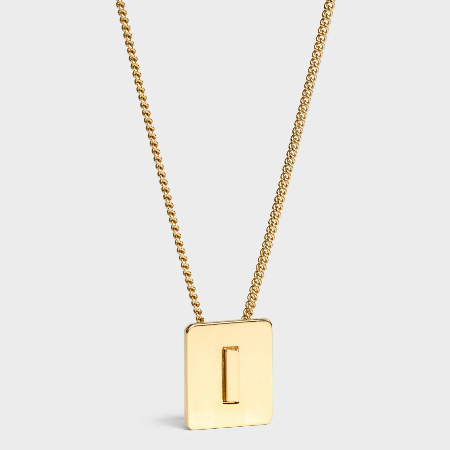 Alphabet I Necklace in Brass with Gold finish