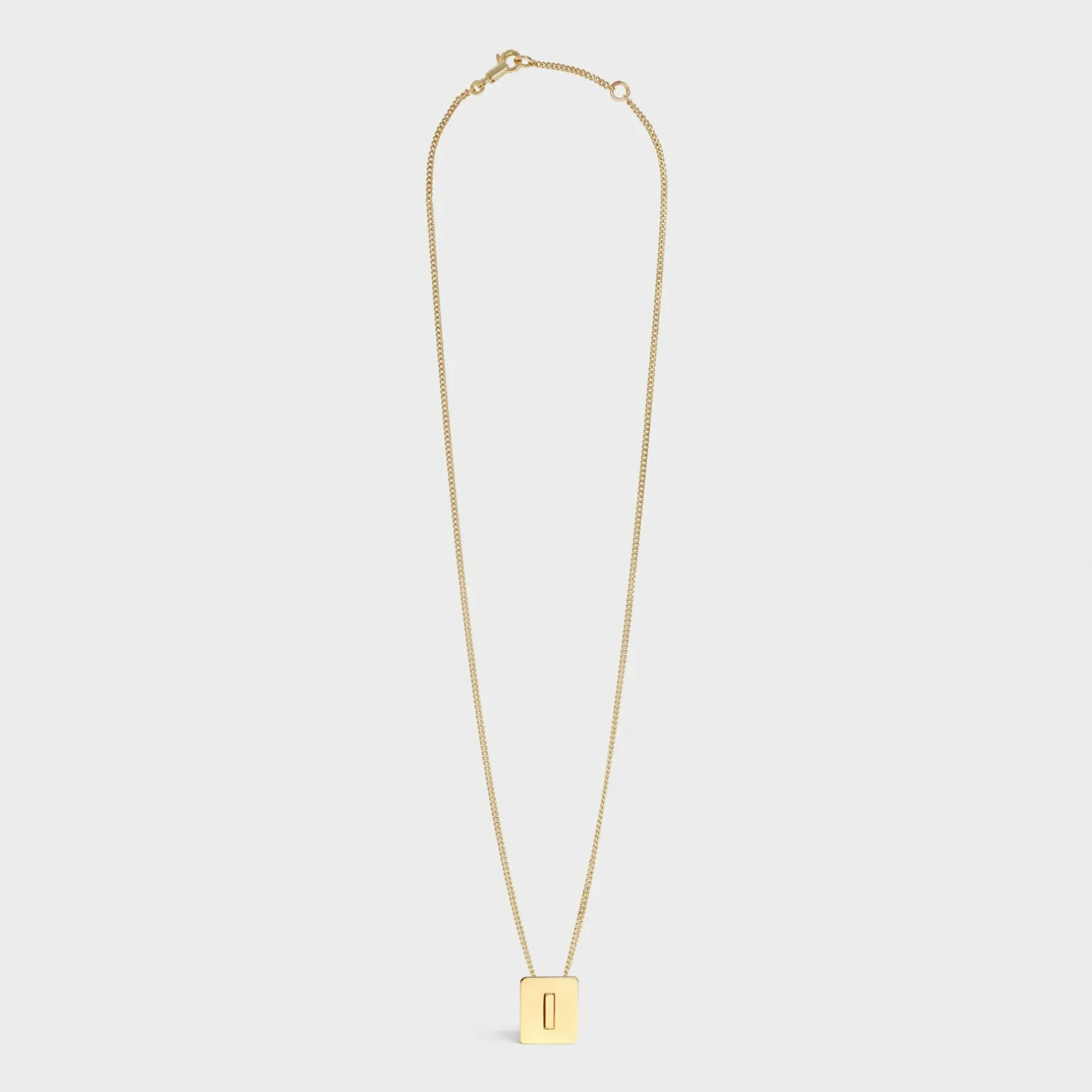 Alphabet I Necklace in Brass with Gold finish