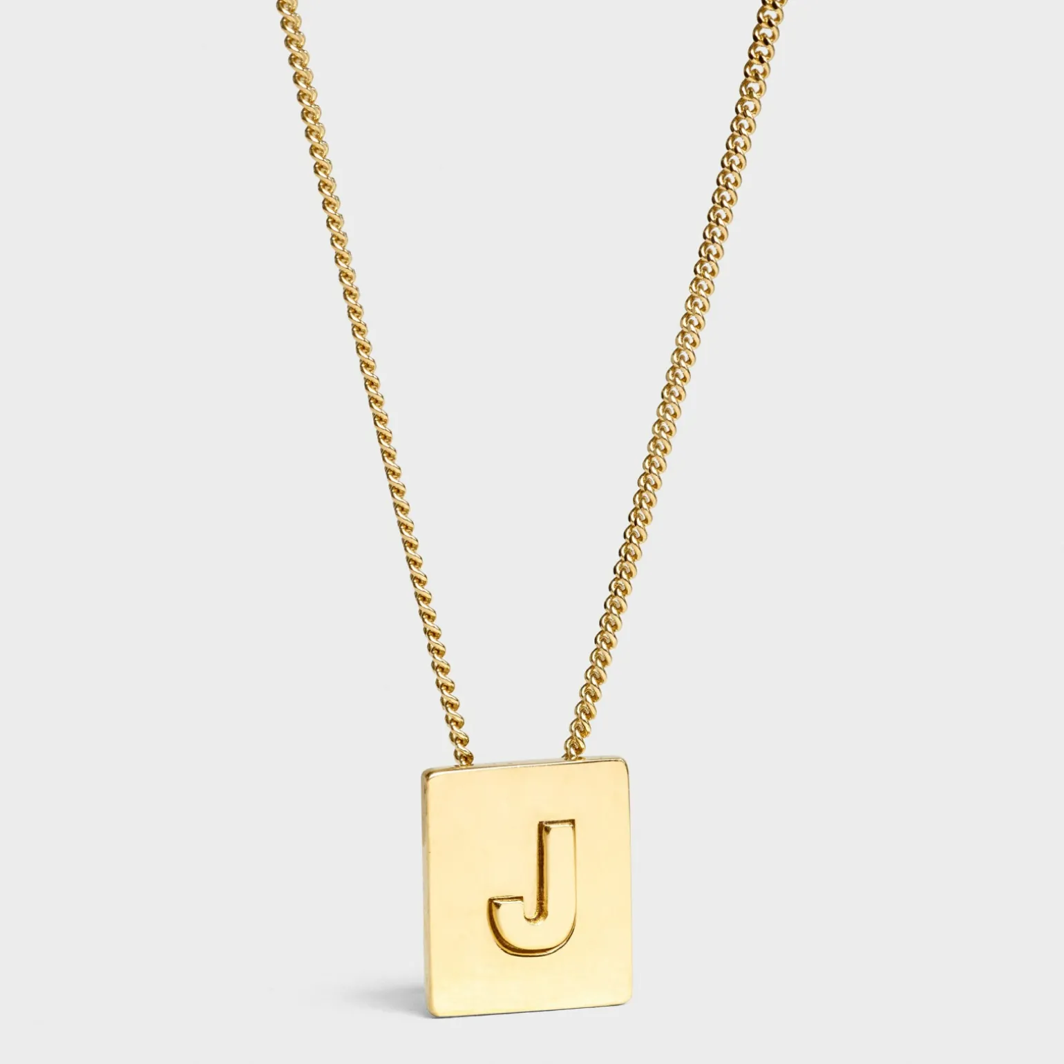 Alphabet J Necklace in Brass with Gold finish