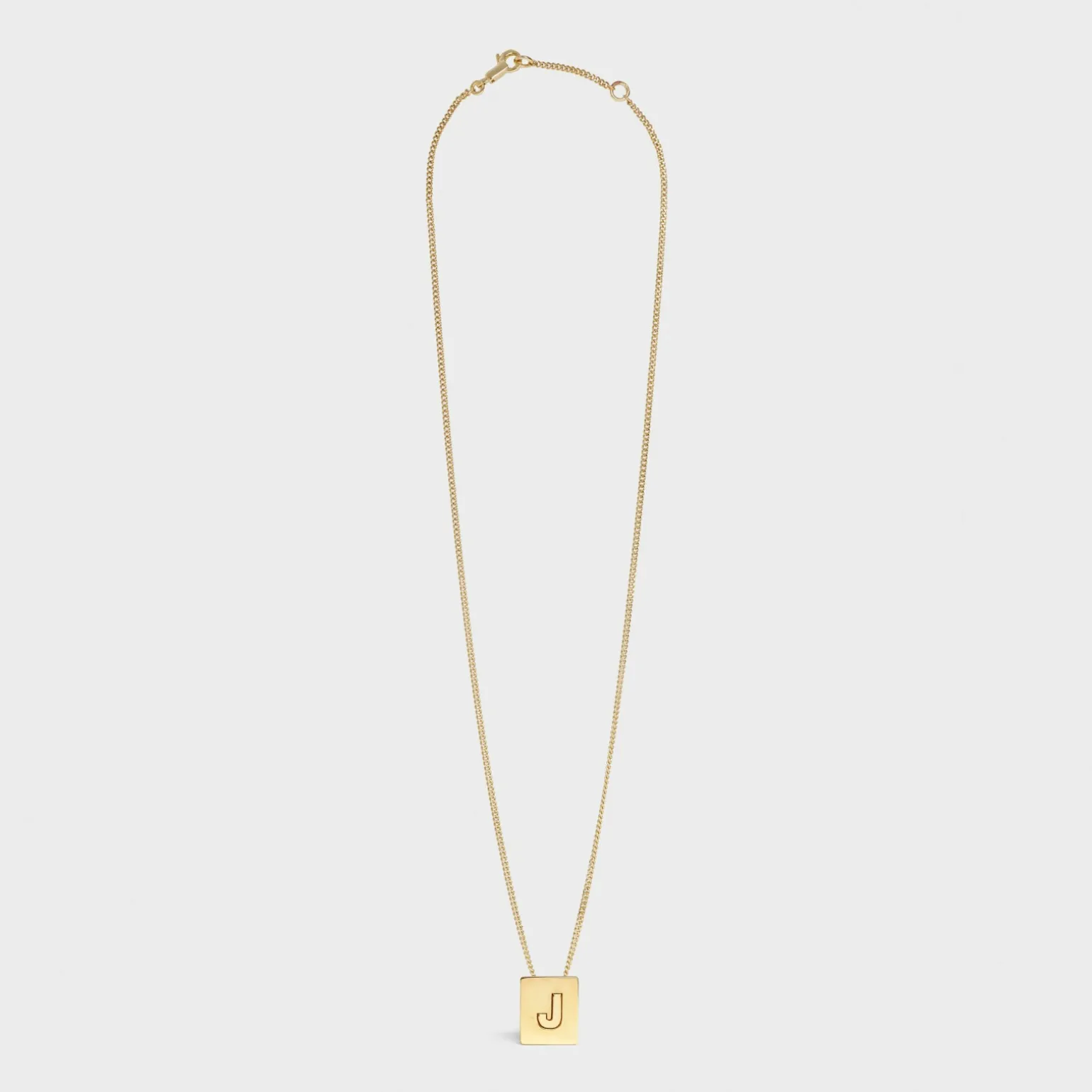 Alphabet J Necklace in Brass with Gold finish