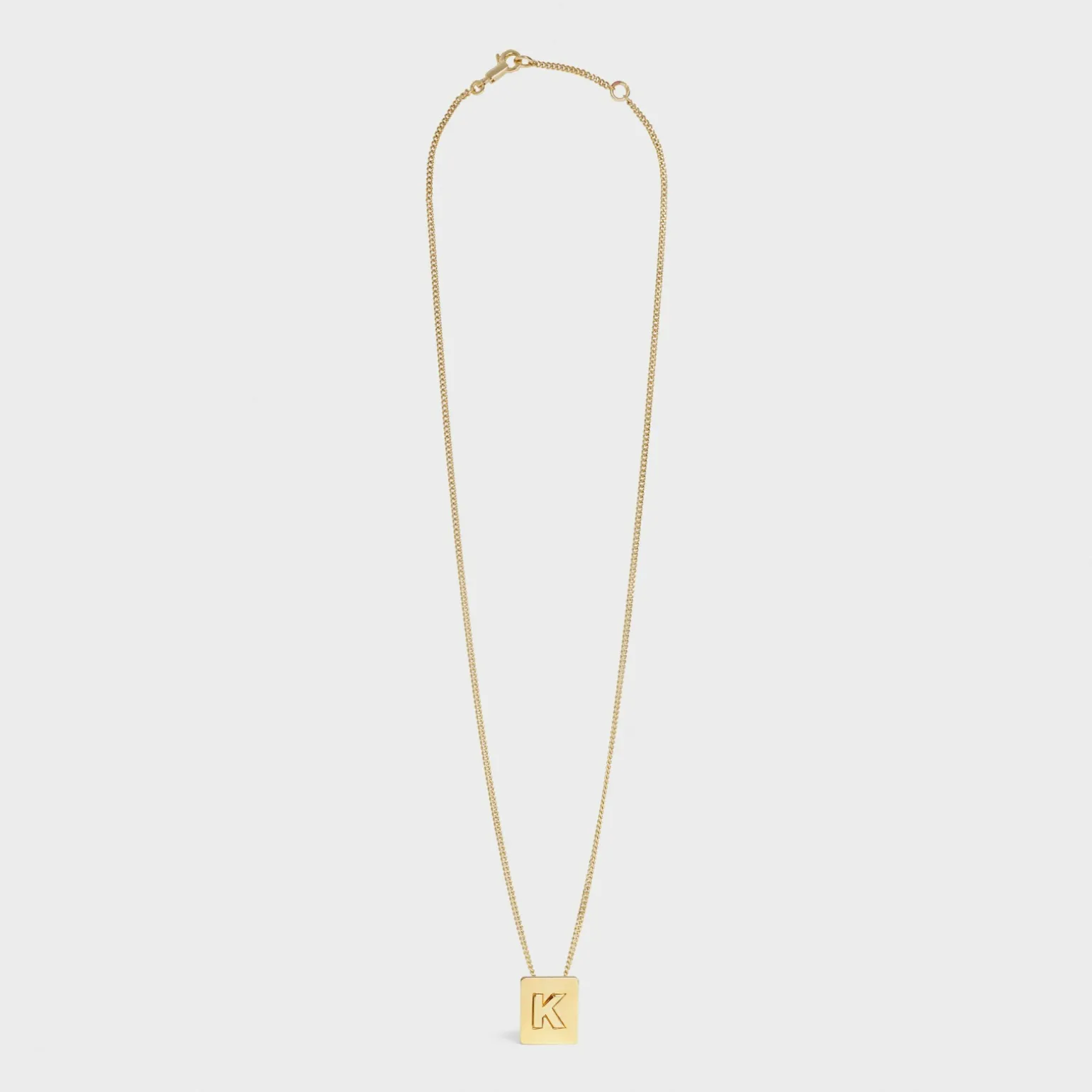 Alphabet K Necklace in Brass with Gold finish