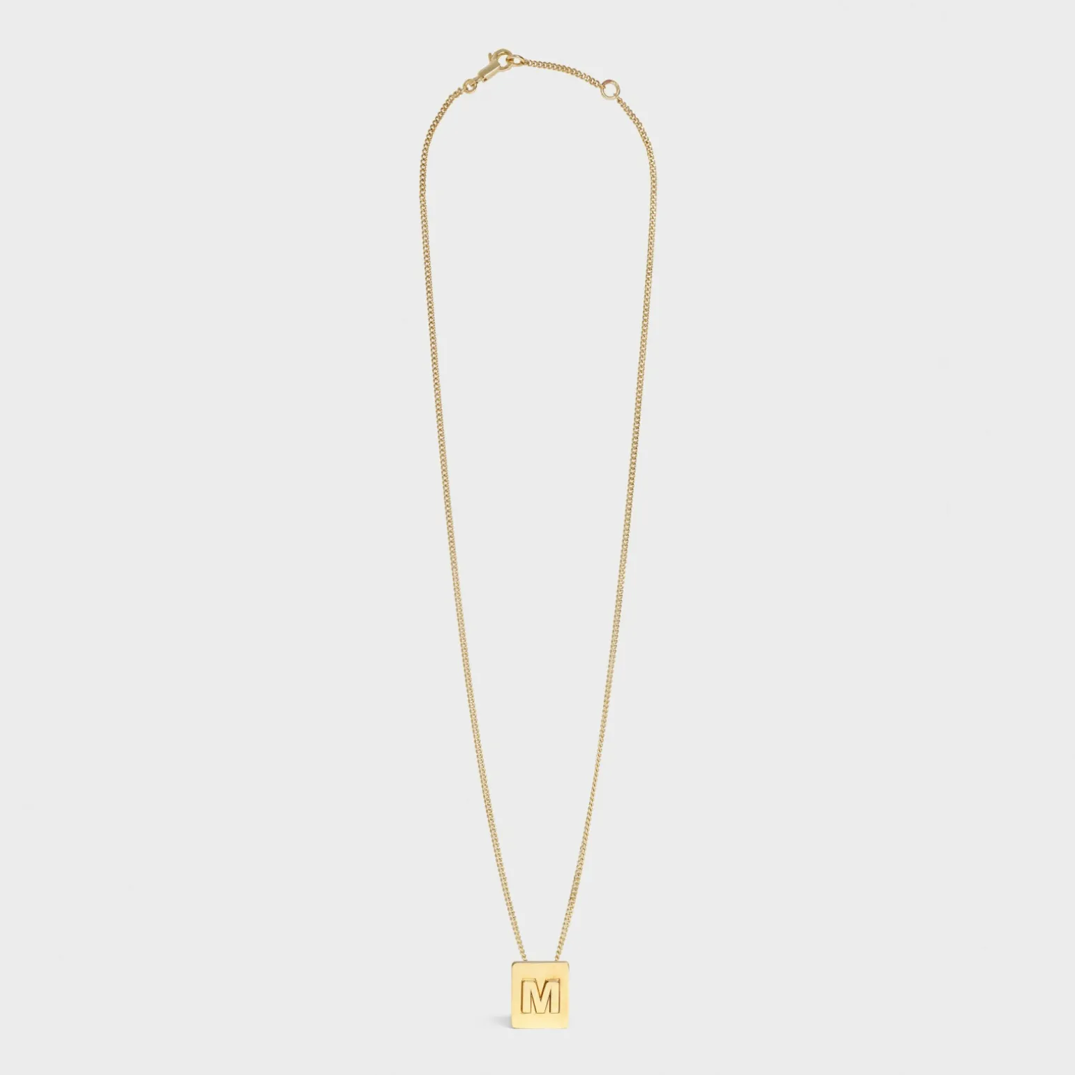 Alphabet M Necklace in Brass with Gold finish