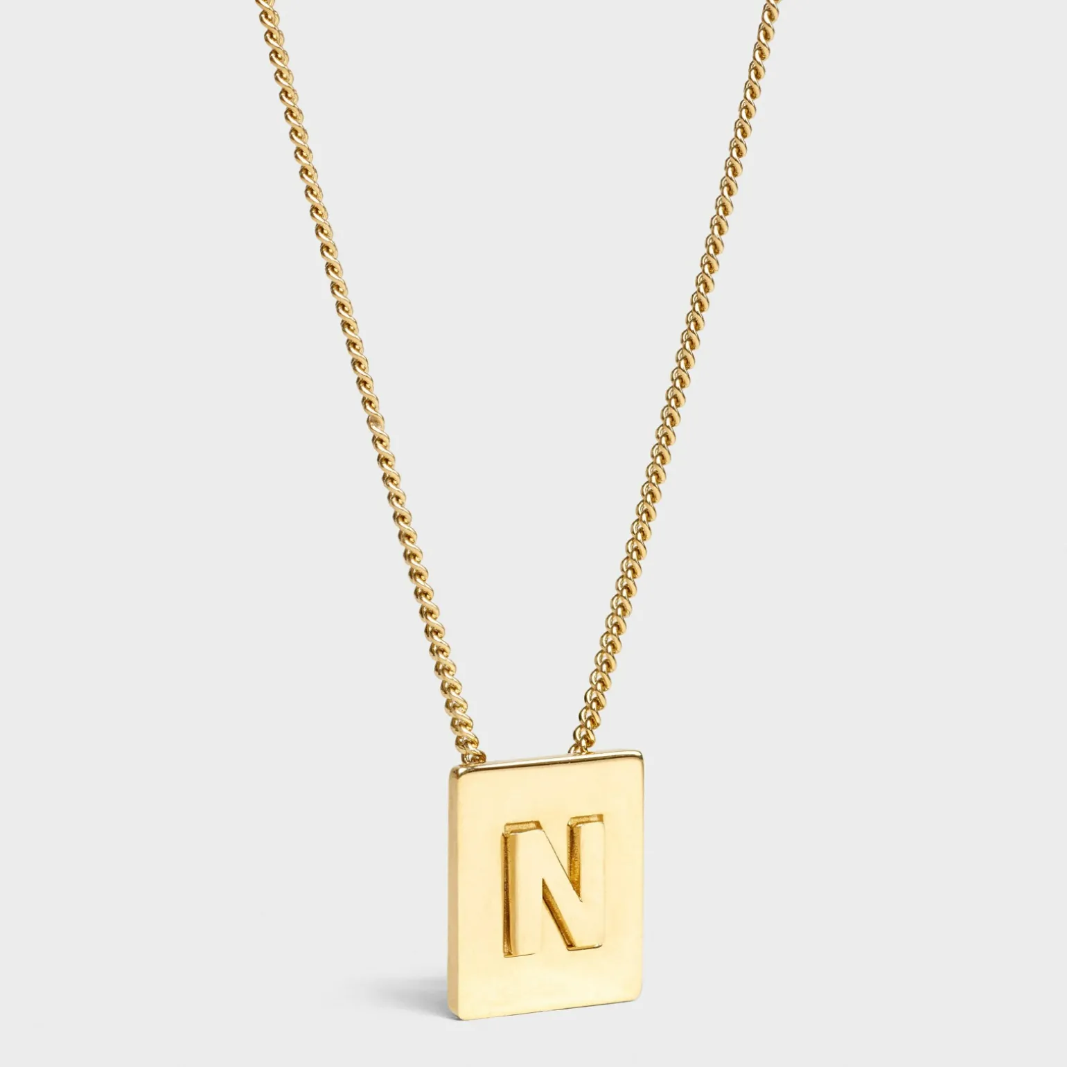 Alphabet N Necklace in Brass with Gold finish