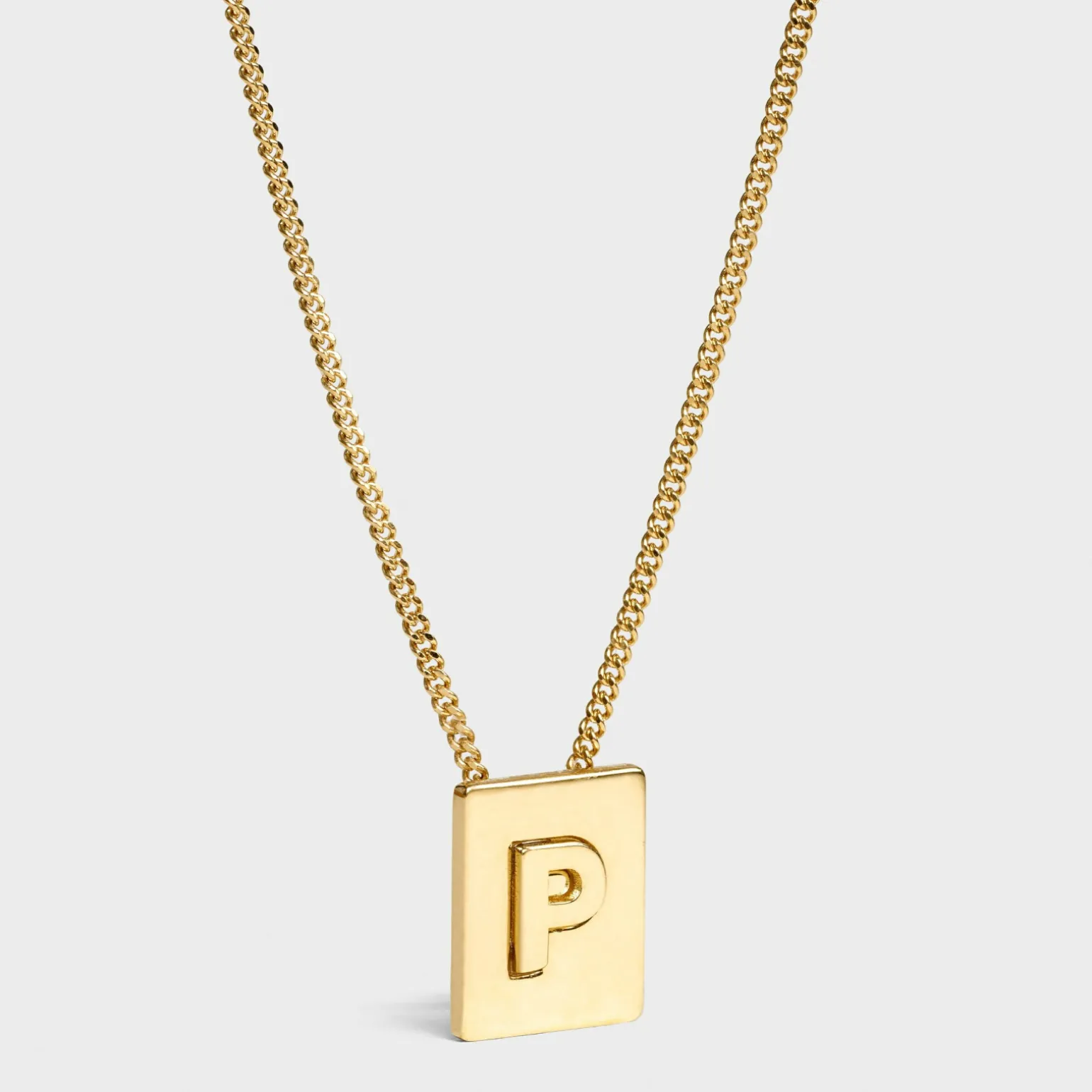 Alphabet P Necklace in Brass with Gold finish