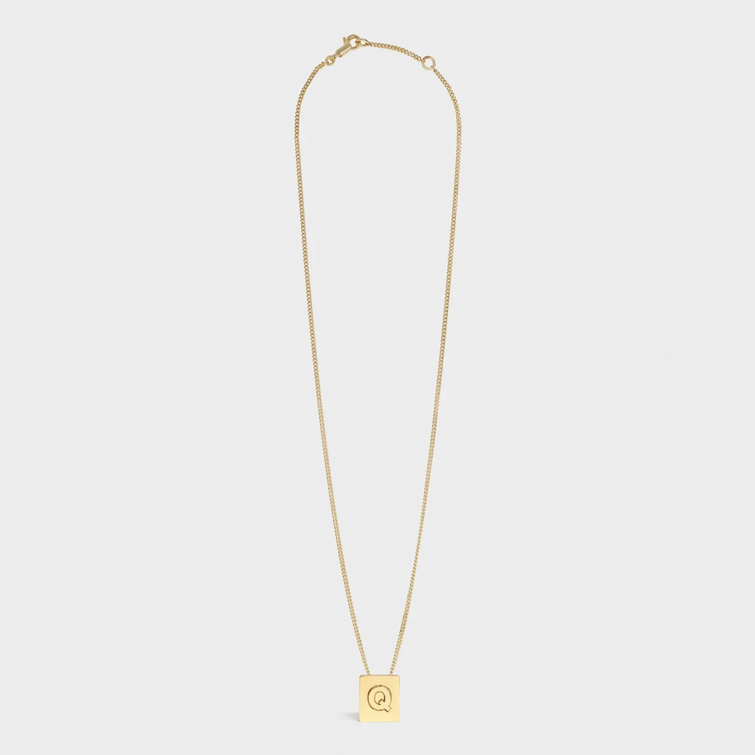 Alphabet Q Necklace in Brass with Gold finish