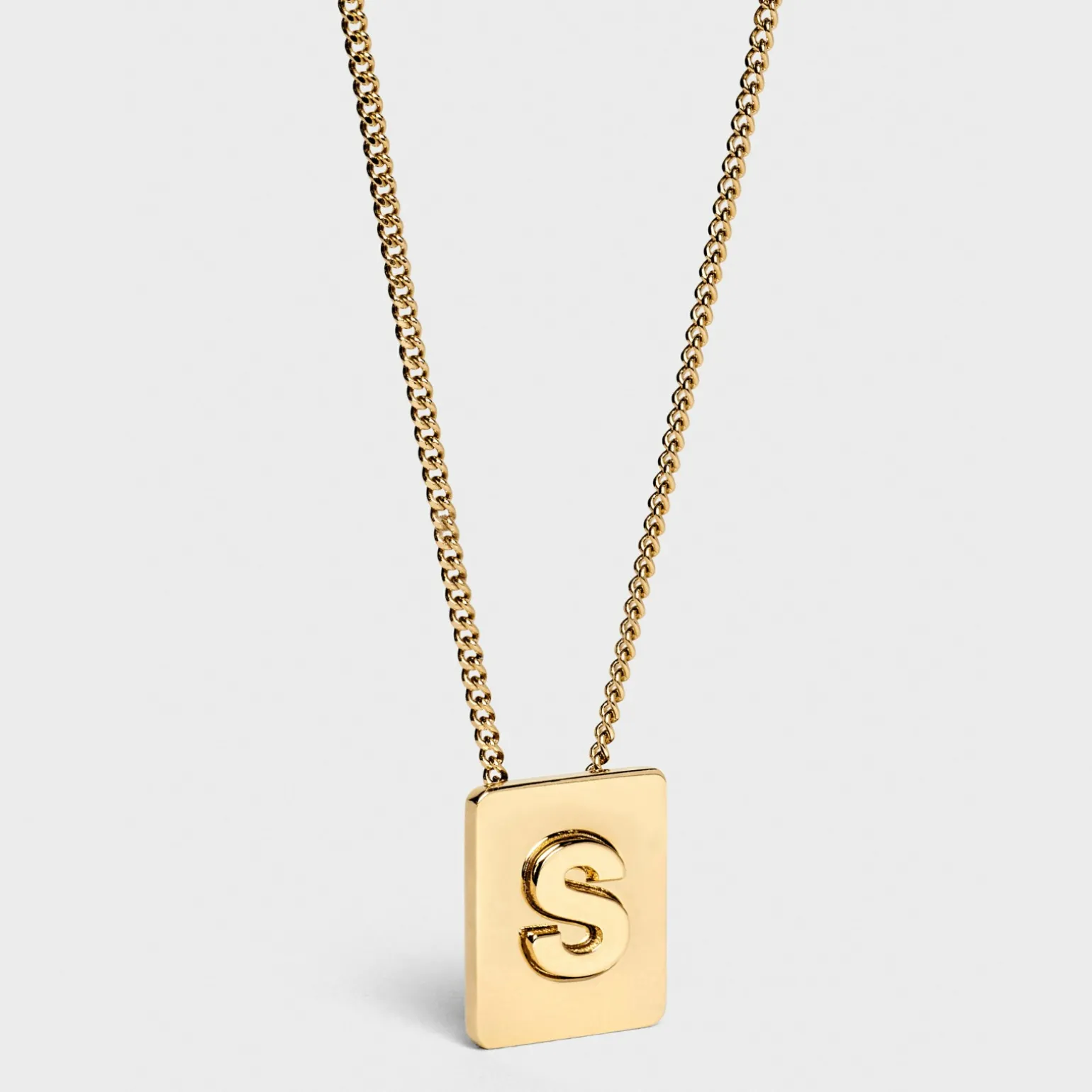 Alphabet S Necklace in Brass with Gold finish