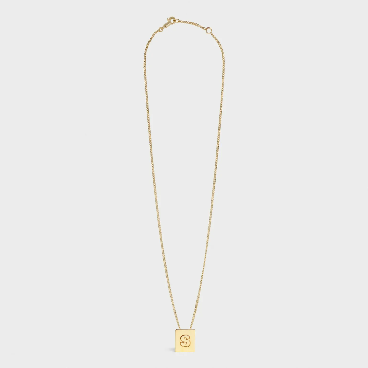 Alphabet S Necklace in Brass with Gold finish