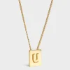 Alphabet U Necklace in Brass with Gold finish
