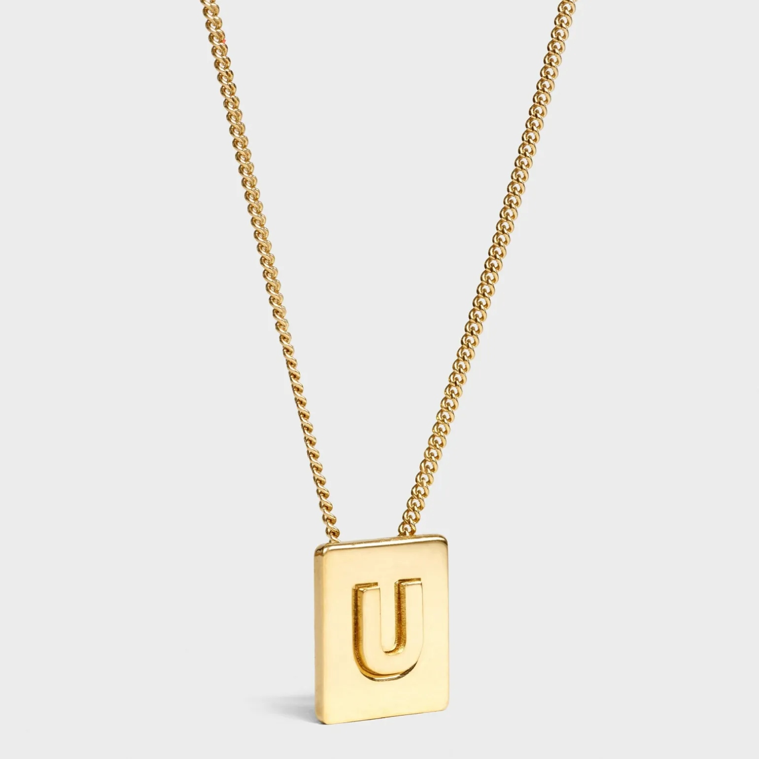 Alphabet U Necklace in Brass with Gold finish