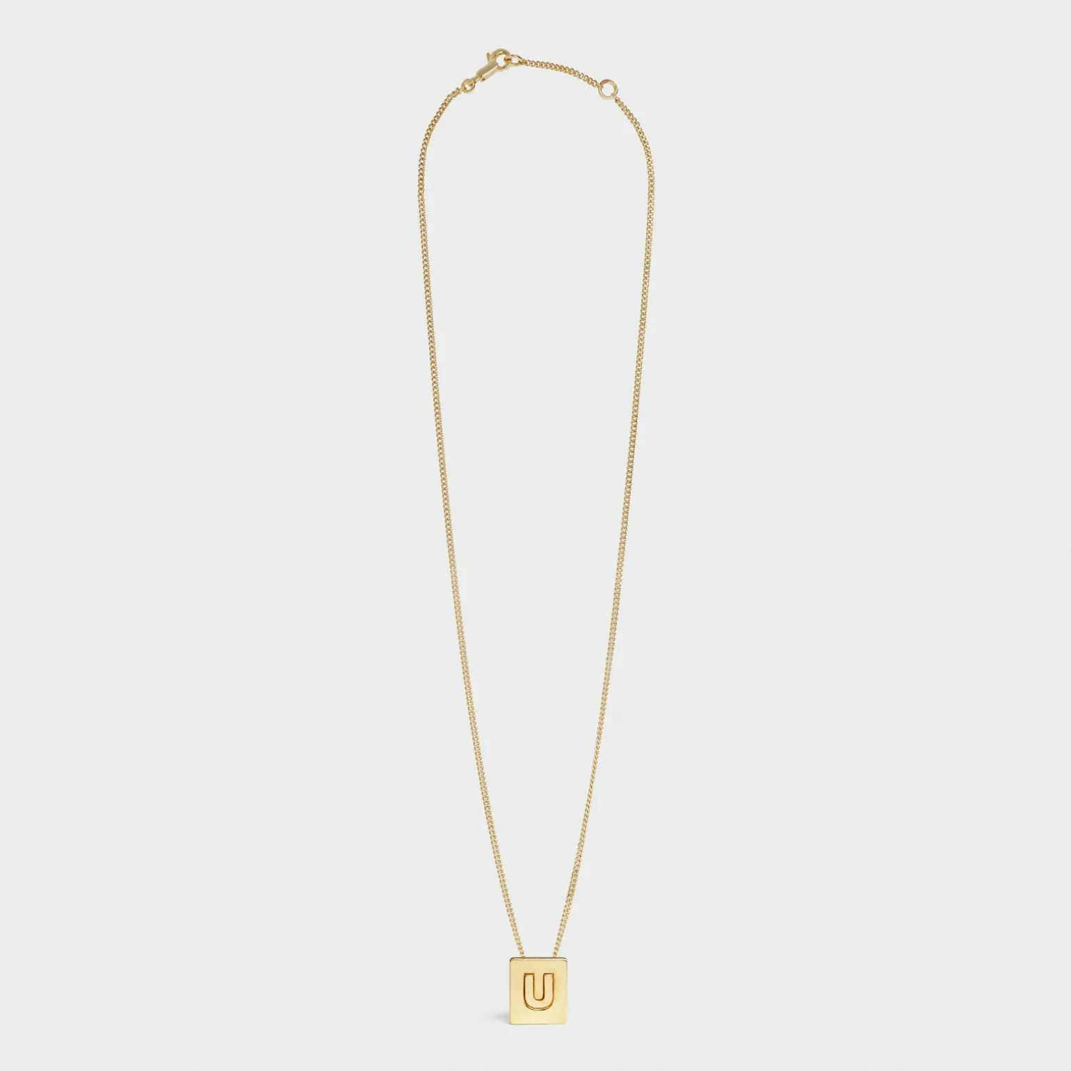 Alphabet U Necklace in Brass with Gold finish