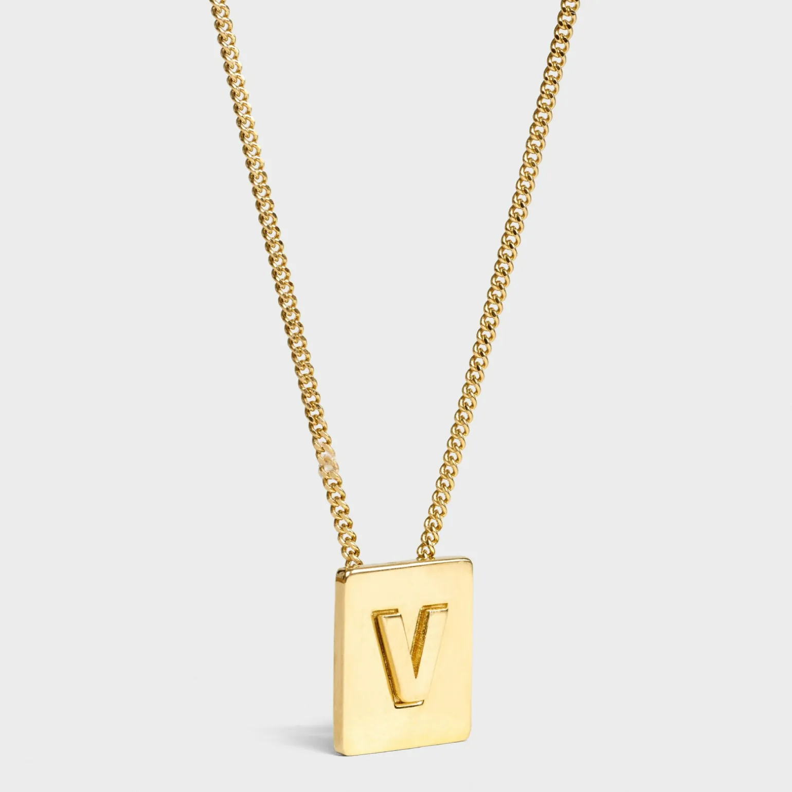 Alphabet V Necklace in Brass with Gold finish