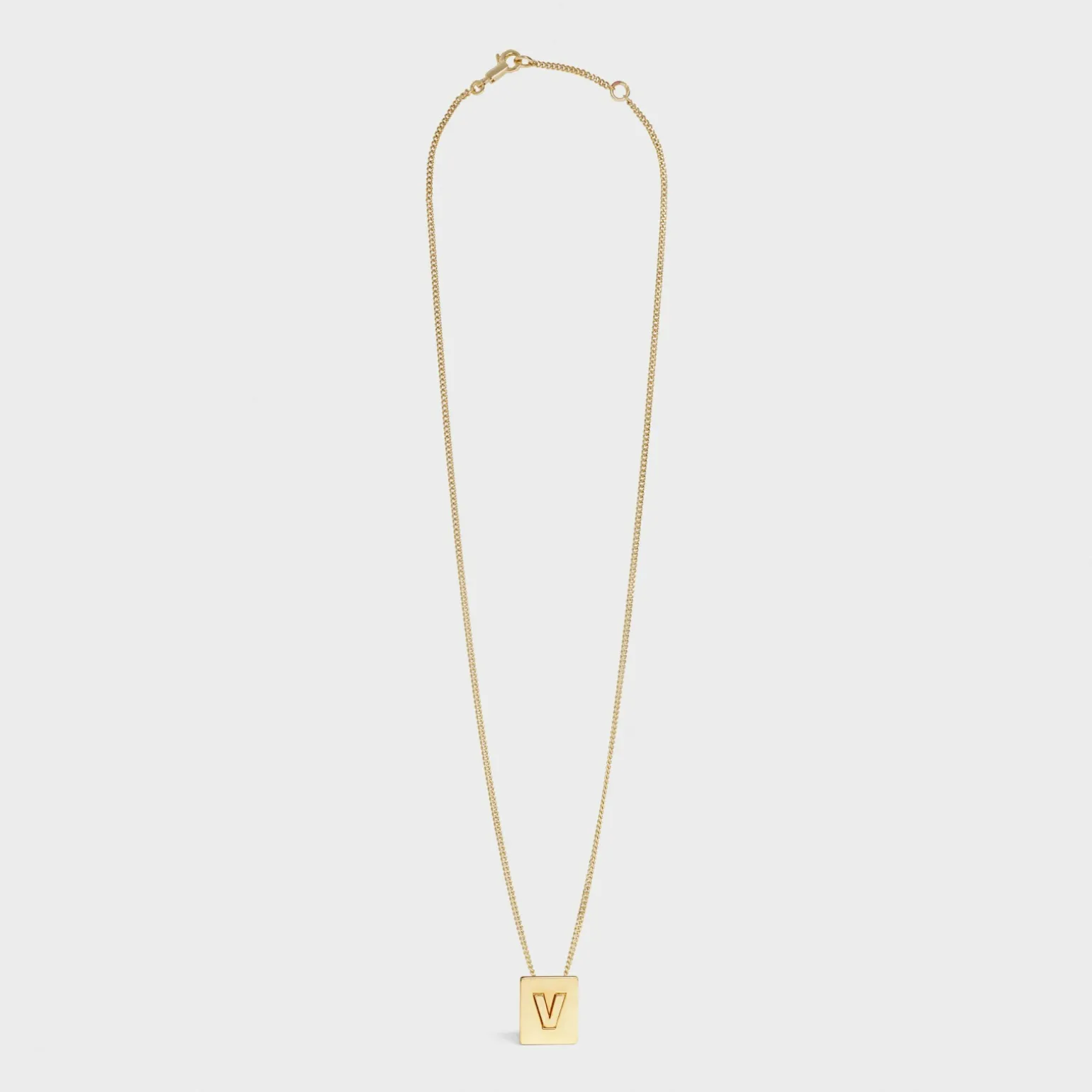 Alphabet V Necklace in Brass with Gold finish