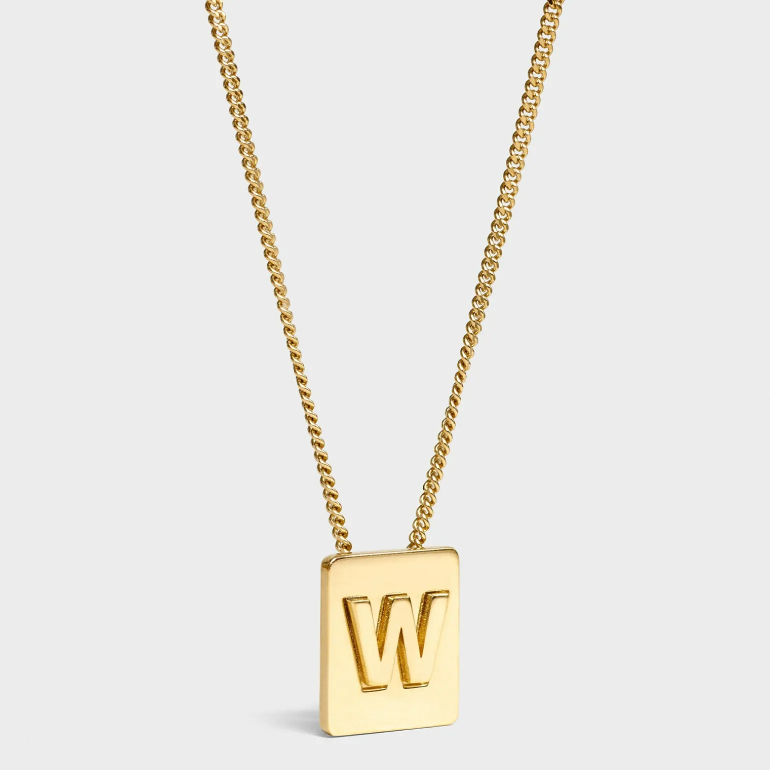 Alphabet W Necklace in Brass with Gold finish