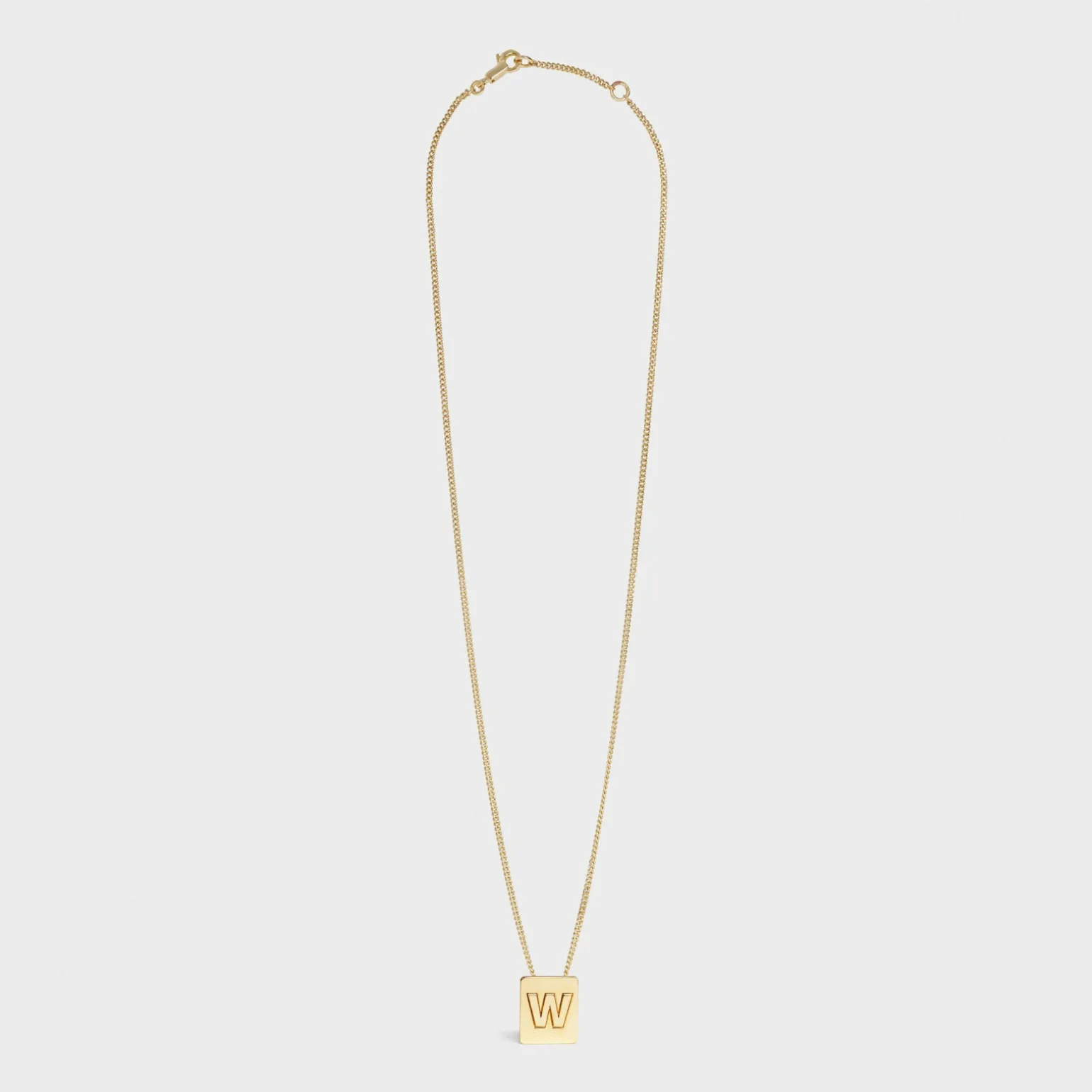 Alphabet W Necklace in Brass with Gold finish