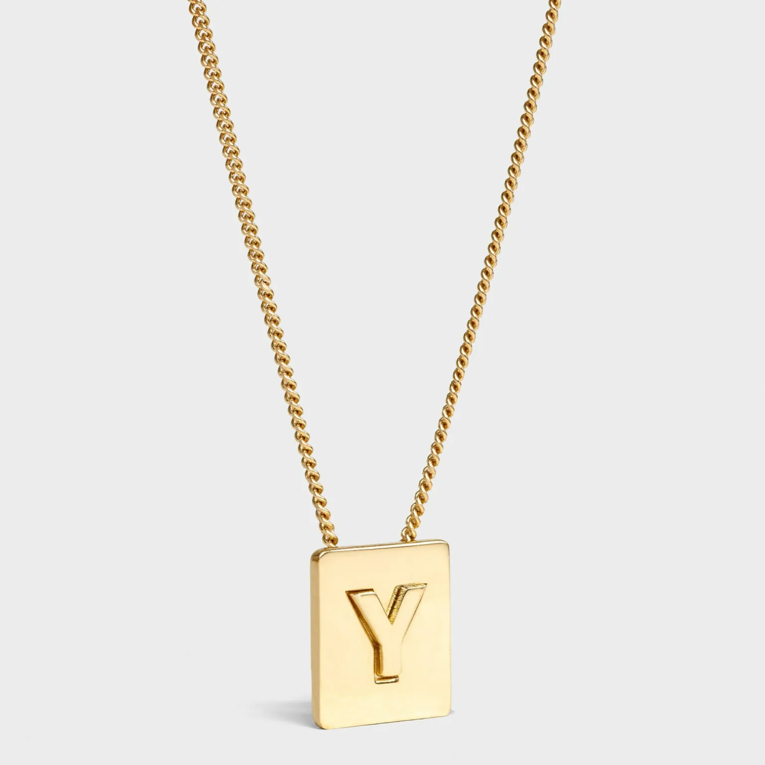 Alphabet Y Necklace in Brass with Gold finish