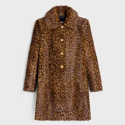 babydoll coat in leopard shearling