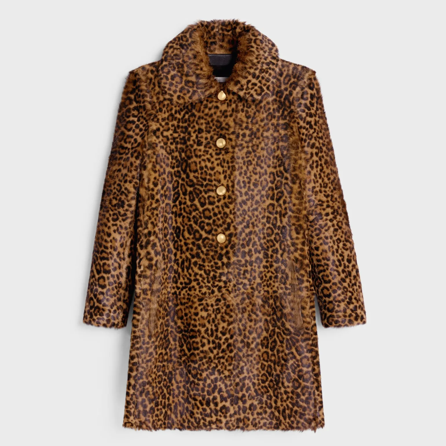 babydoll coat in leopard shearling