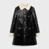 babydoll coat in patent lambskin leather