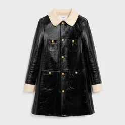 babydoll coat in patent lambskin leather