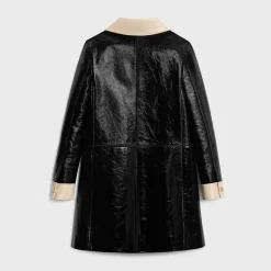 babydoll coat in patent lambskin leather