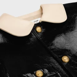 babydoll coat in patent lambskin leather