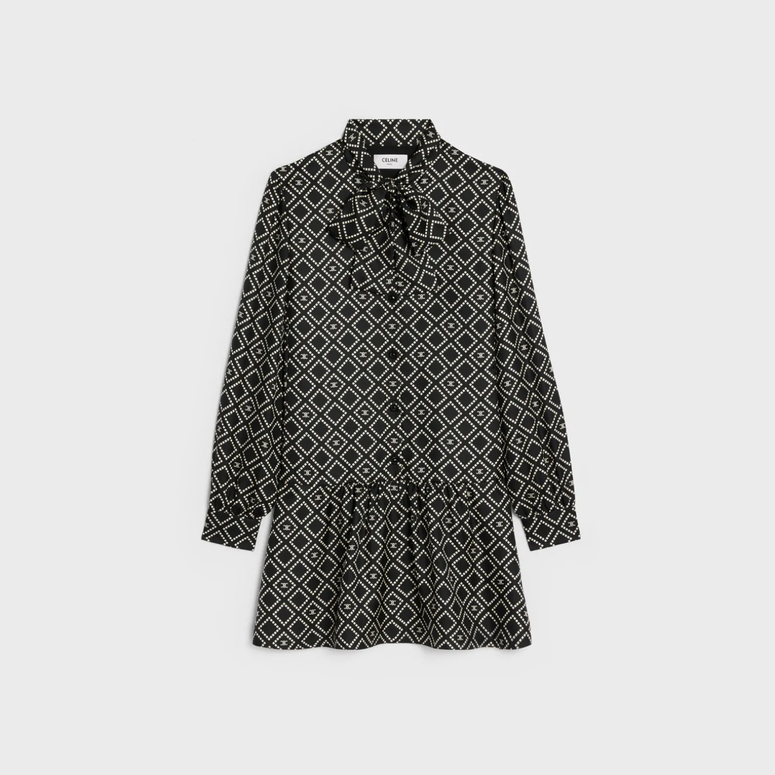 Basque mini dress in silk twill