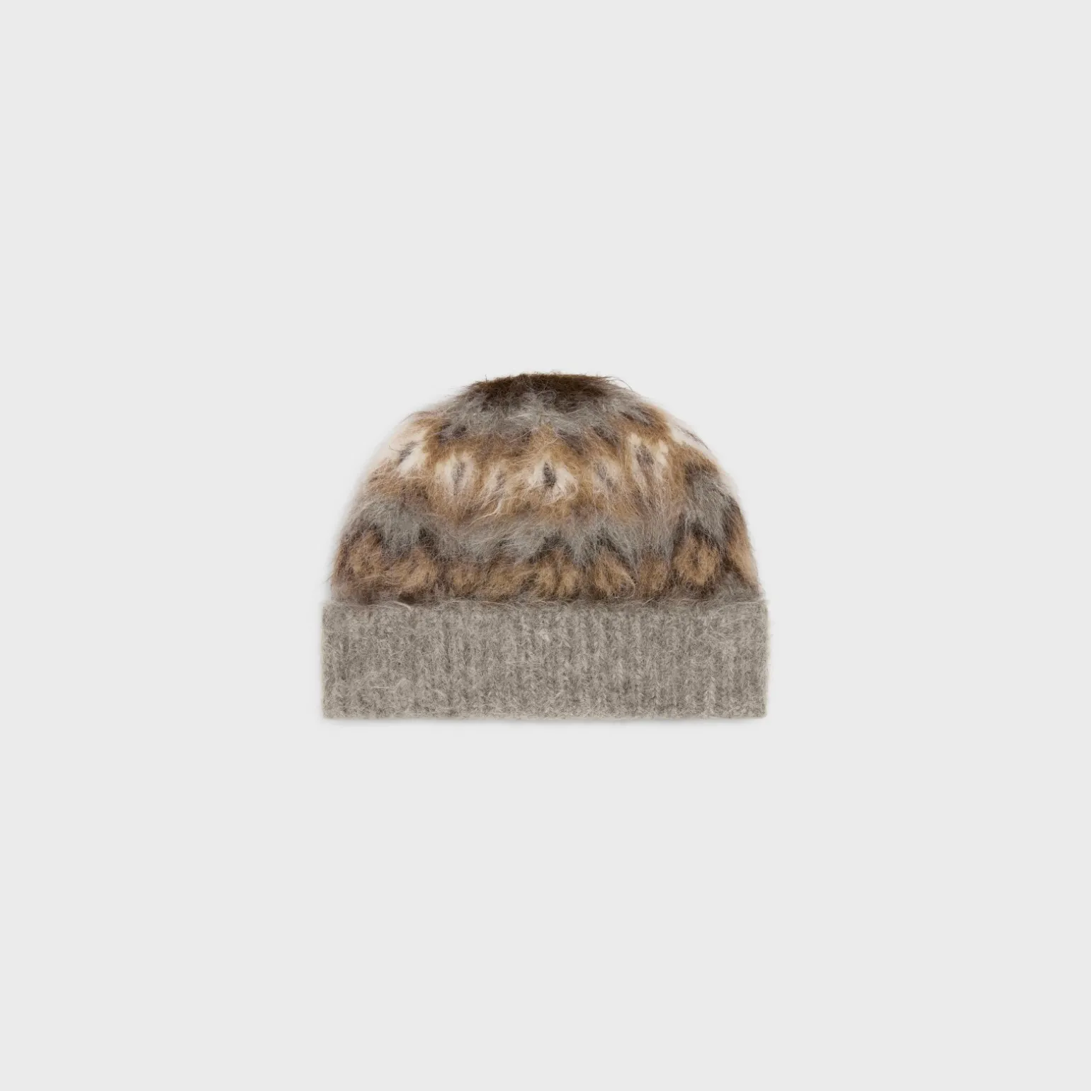 beanie in brushed fair isle alpaca wool