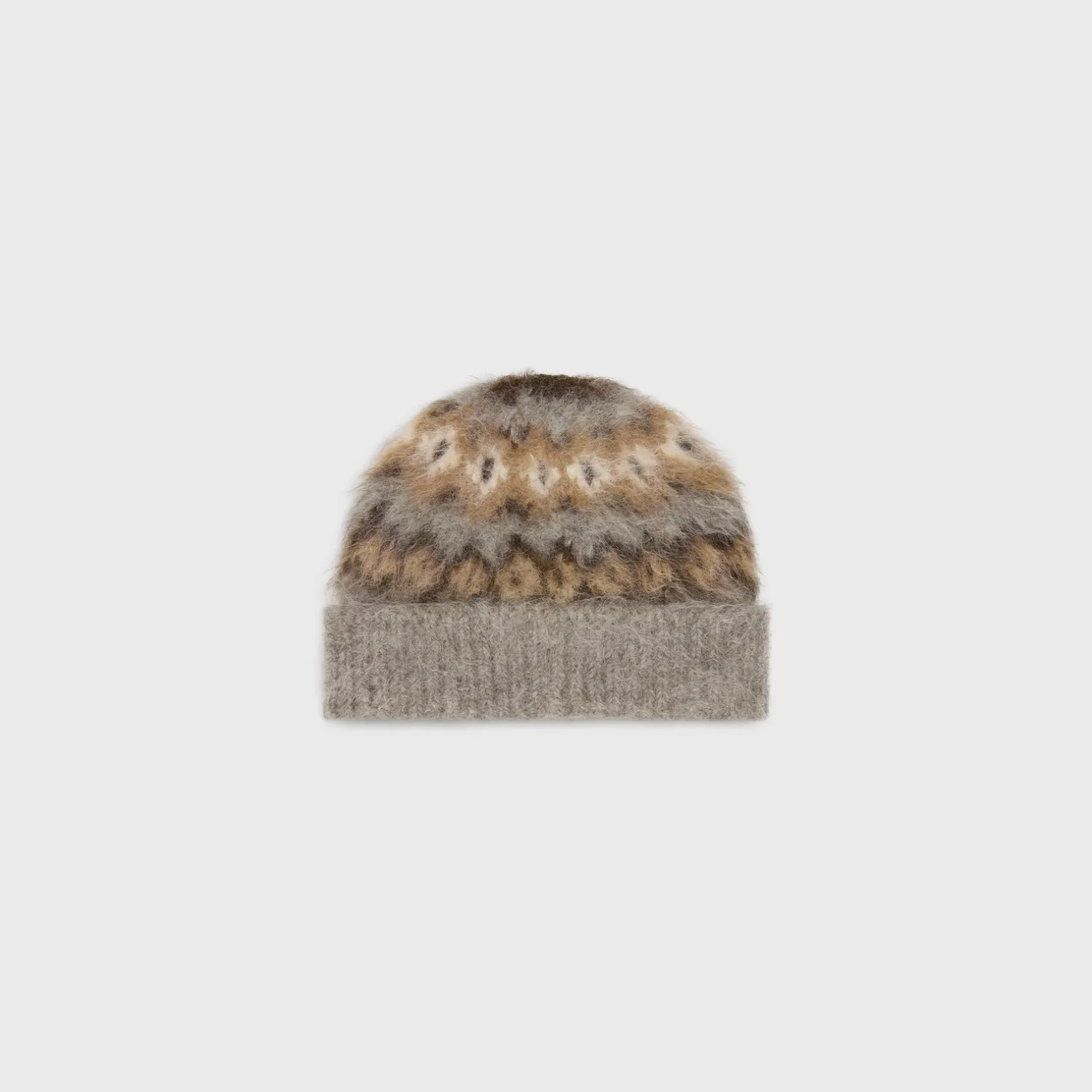 beanie in brushed fair isle alpaca wool