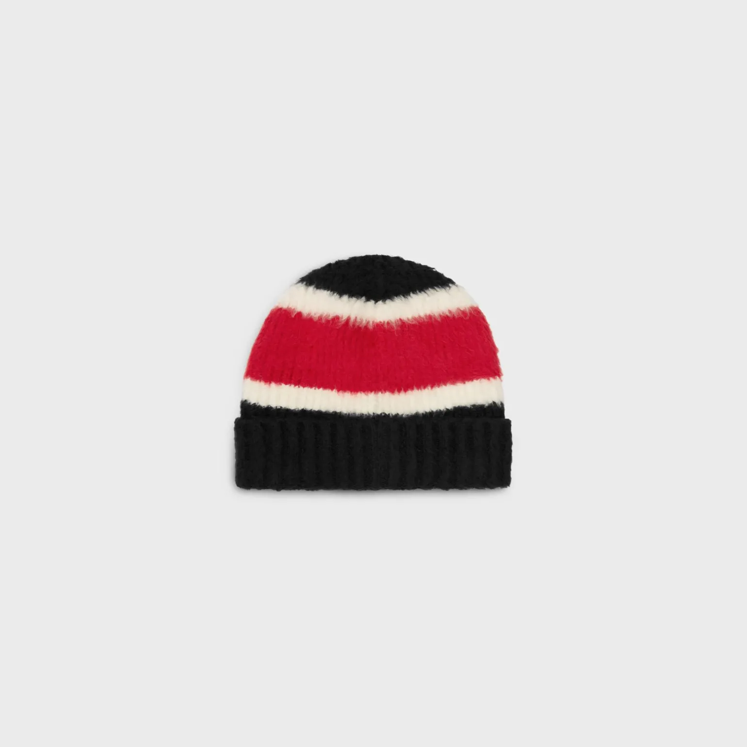 beanie in brushed striped cotton