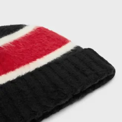 beanie in brushed striped cotton