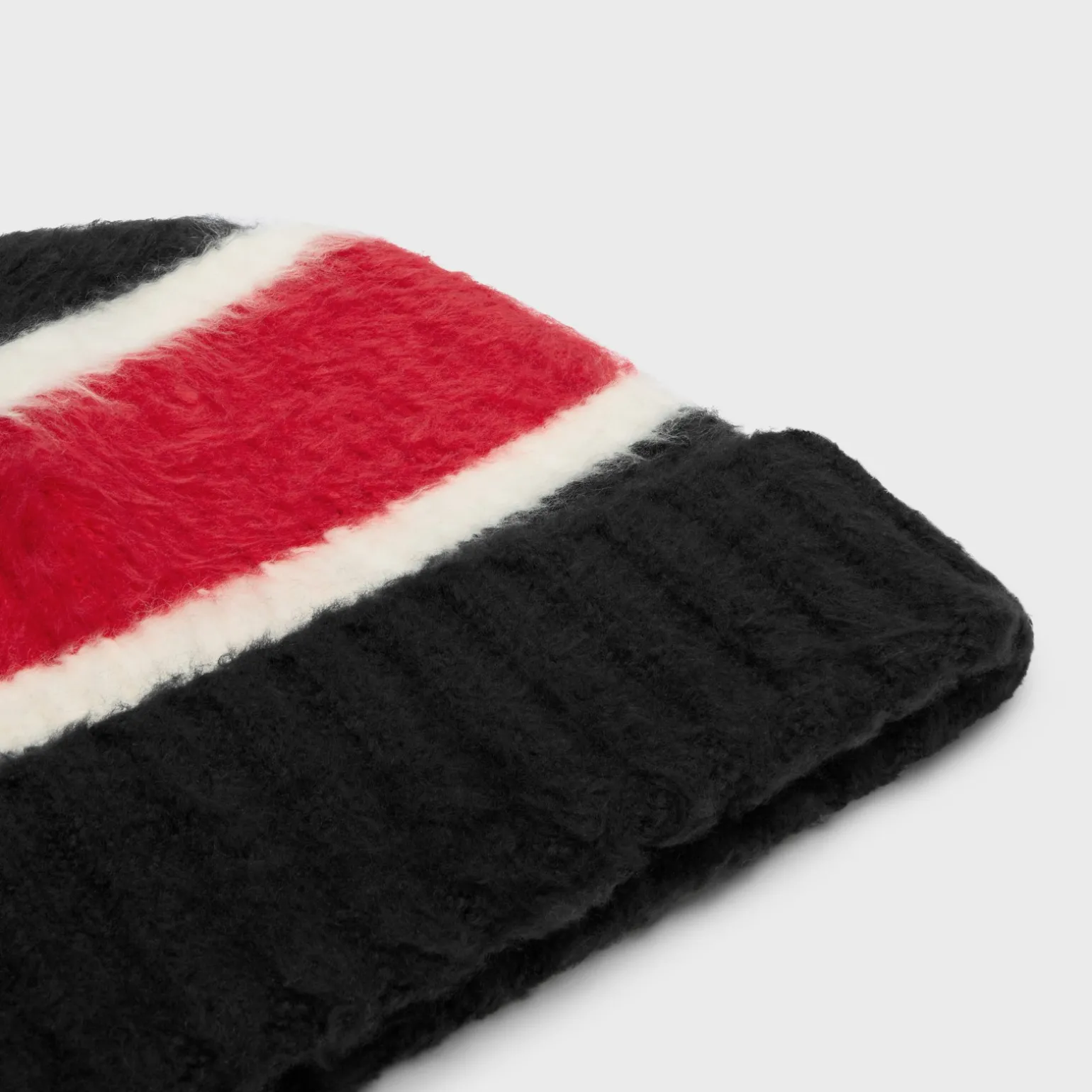 beanie in brushed striped cotton