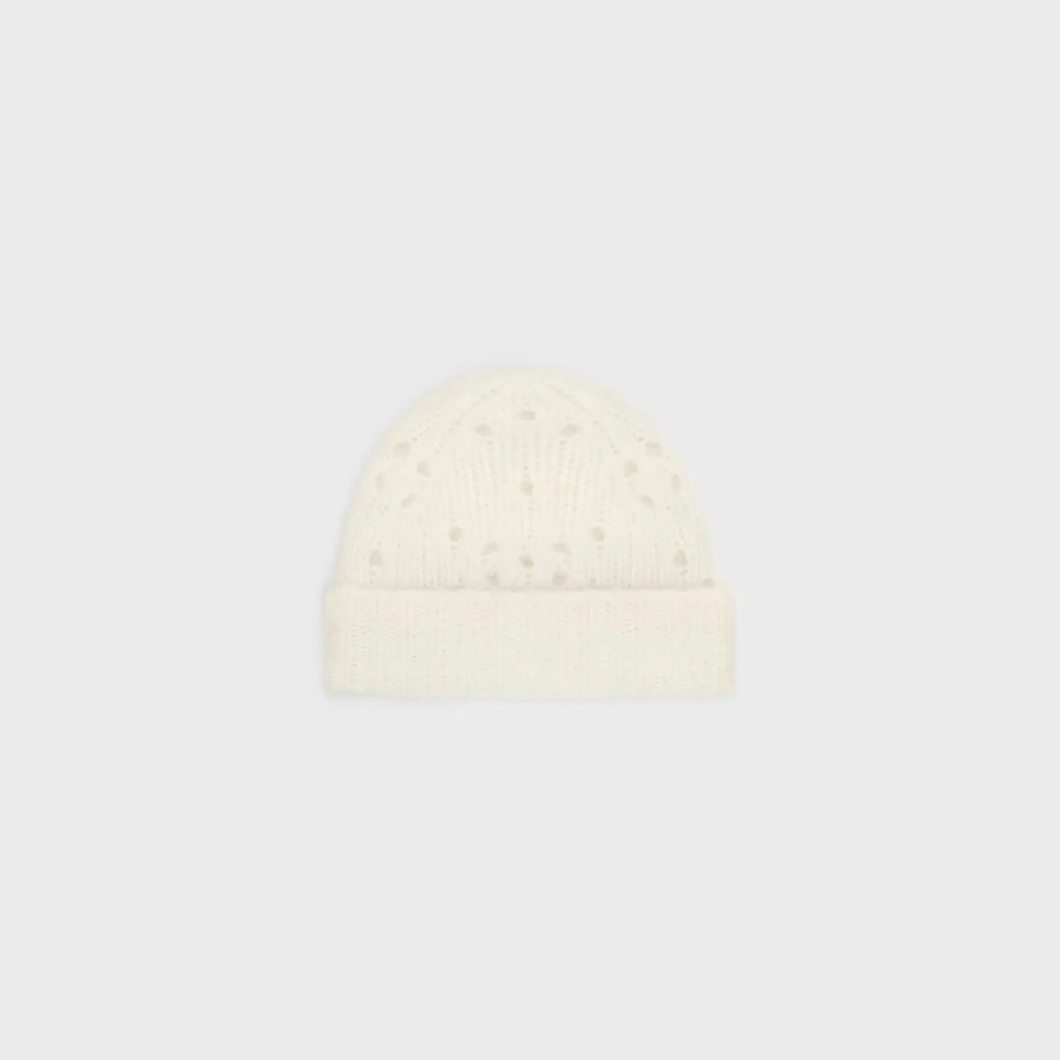 beanie in fair isle alpaca wool pointelle