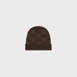 beanie in monogram wool, cashmere and silk