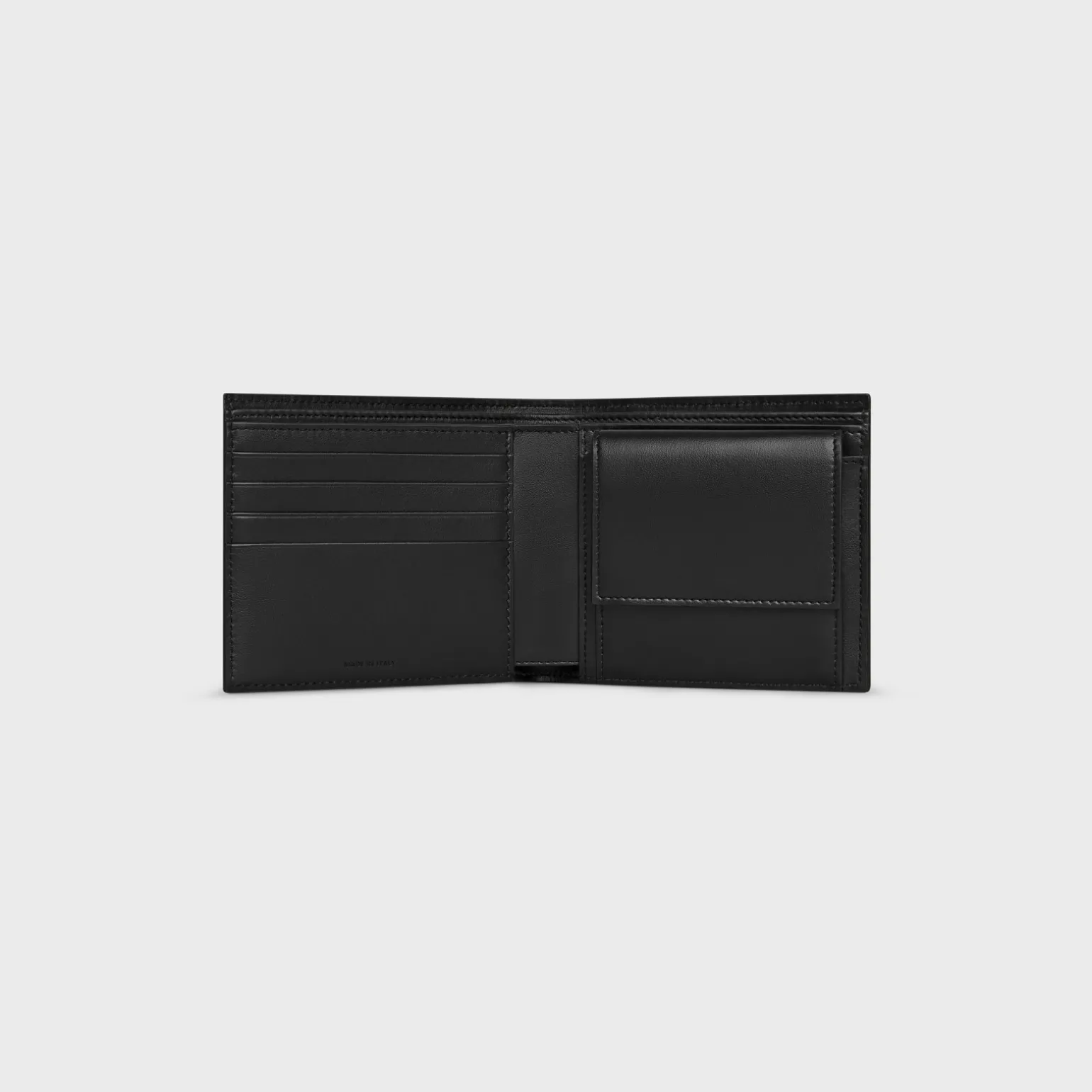 Bi-fold Wallet with Coin Compartment in Calfskin with triomphe embossed