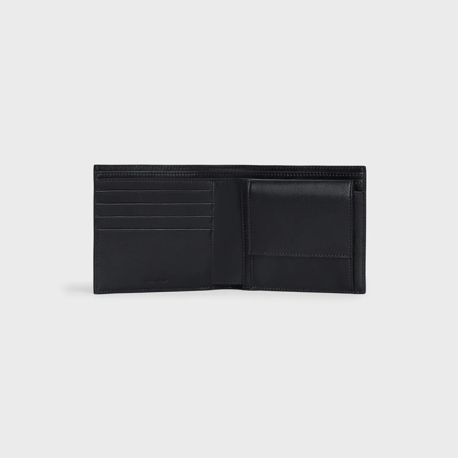 Bi-fold Wallet with Coin Compartment in grained calfskin
