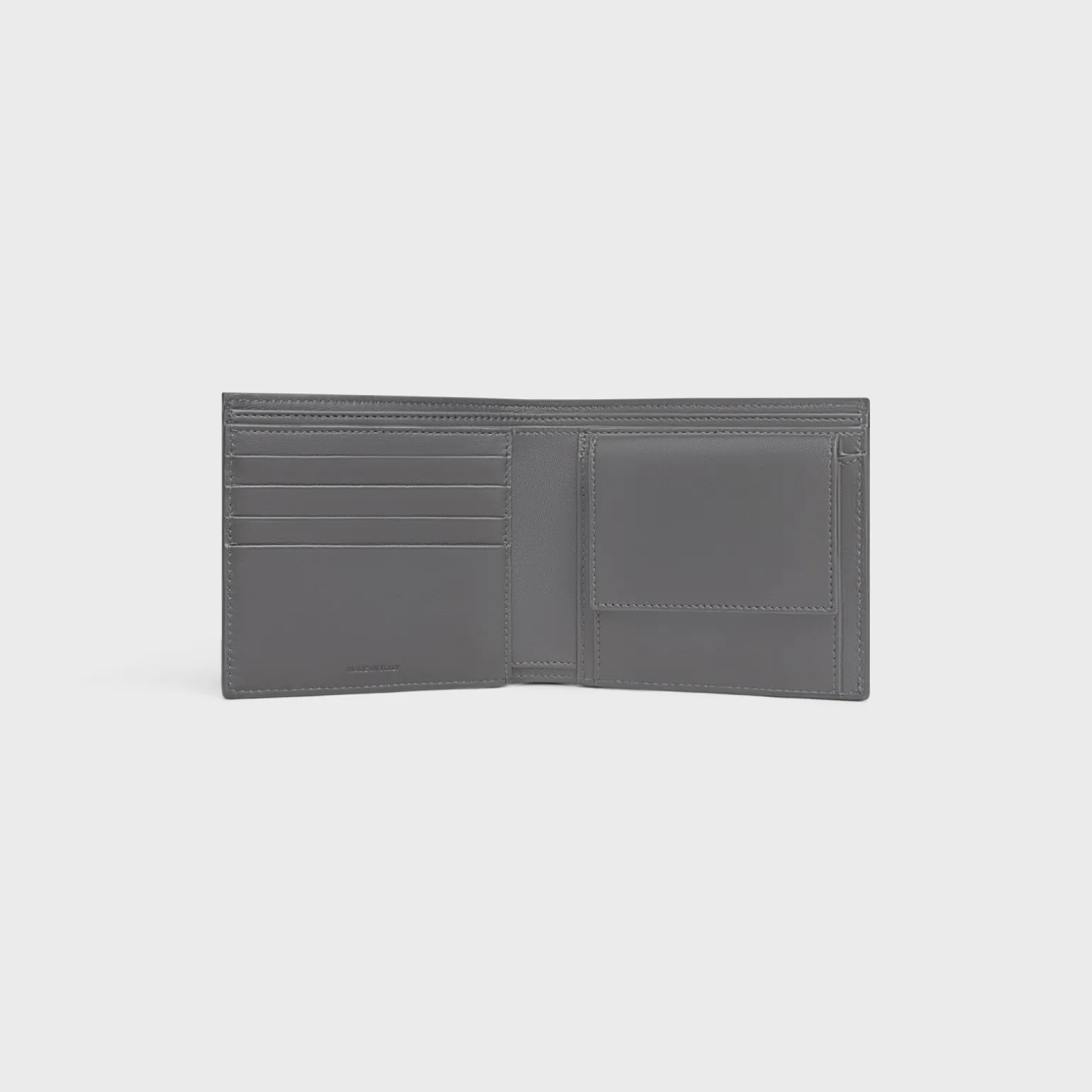 Bi-fold Wallet with Coin Compartment in Calfskin with triomphe embossed