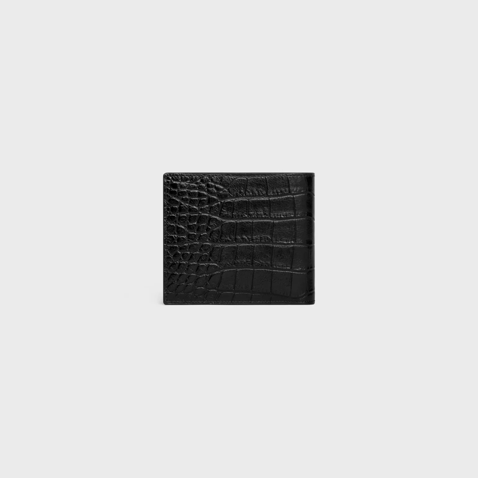 Bi-fold Wallet with Coin Stamped Croco Embossed Calf BLACK