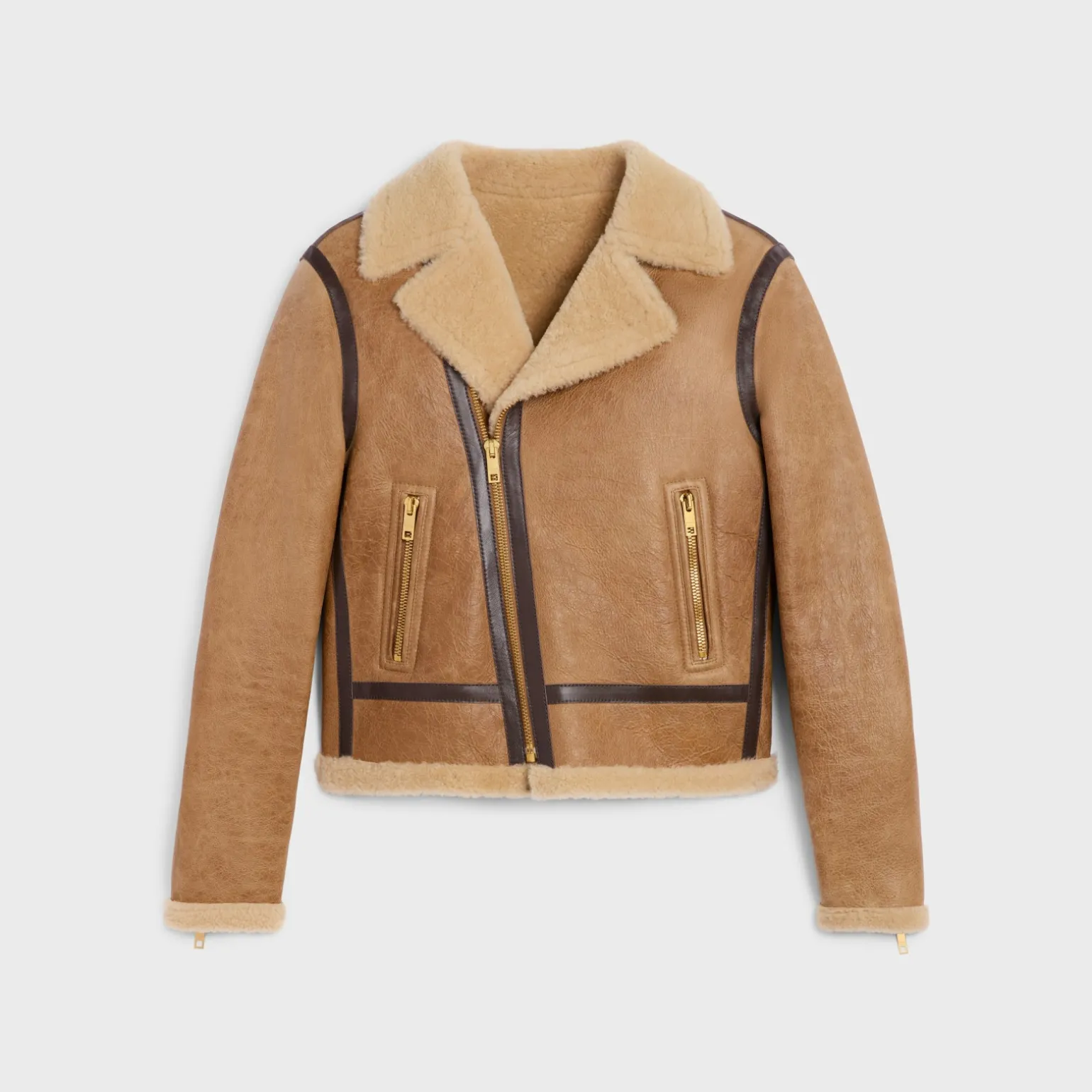 biker jacket in lambskin shearling