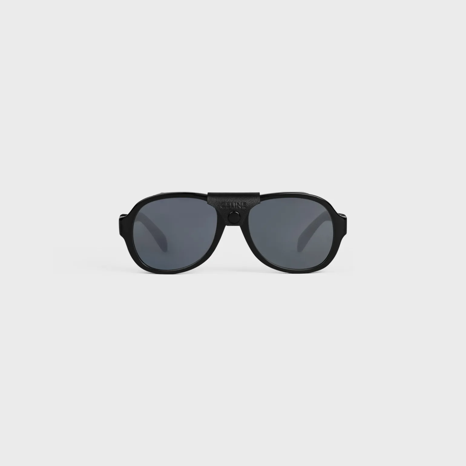 Black Frame 57 Sunglasses in Acetate with Leather
