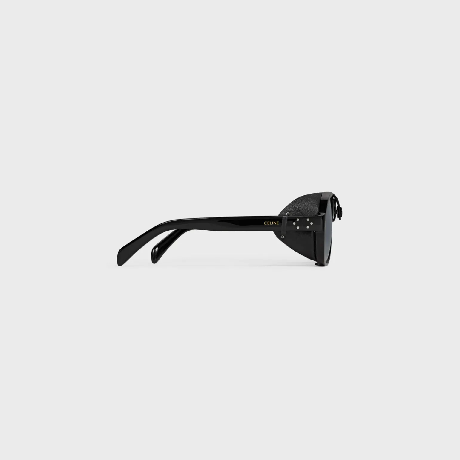 Black Frame 57 Sunglasses in Acetate with Leather