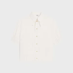 blouse with Claudine collar in silk crepe and acetate