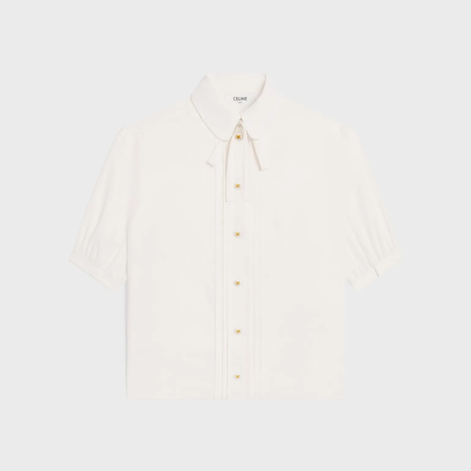 blouse with Claudine collar in silk crepe and acetate