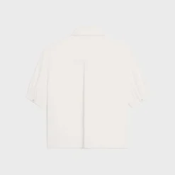 blouse with Claudine collar in silk crepe and acetate