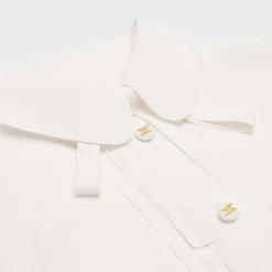 blouse with Claudine collar in silk crepe and acetate