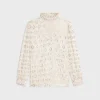 blouse with frilled collar in fil coupé silk