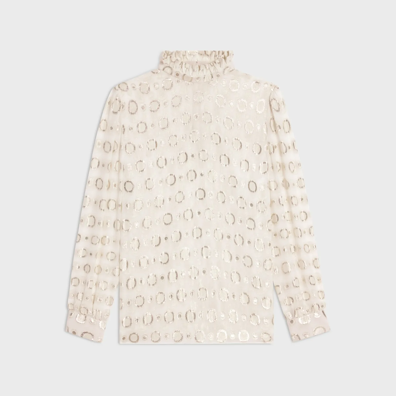 blouse with frilled collar in fil coupé silk
