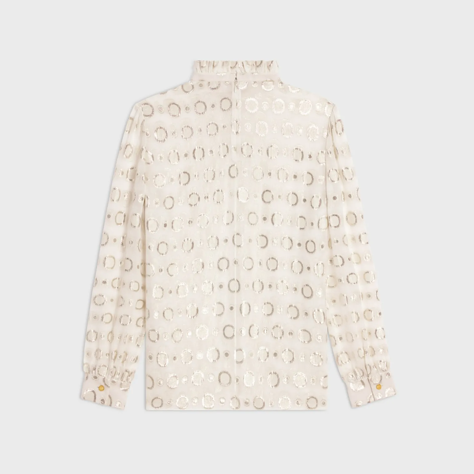 blouse with frilled collar in fil coupé silk