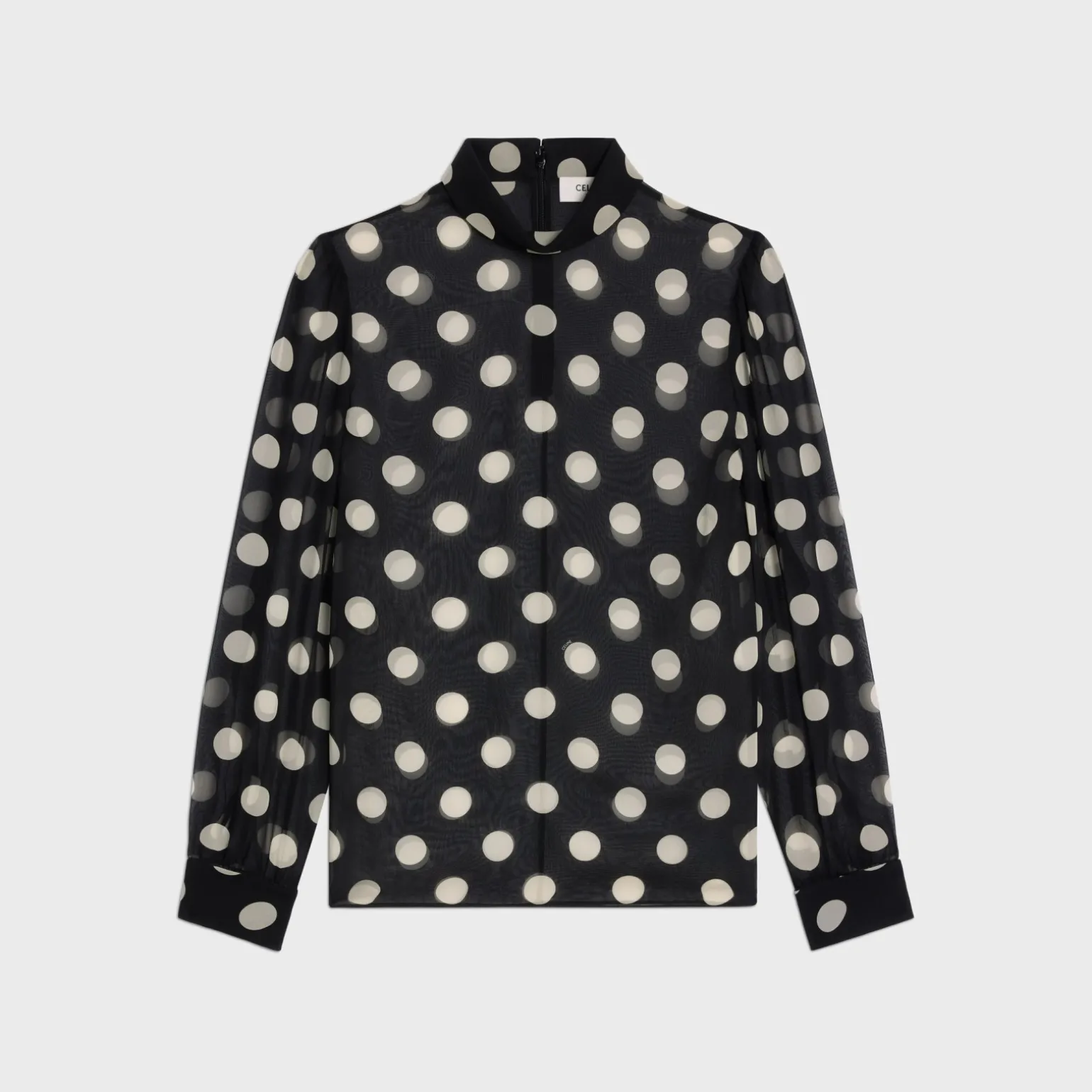 blouse with overturned collar in silk georgette