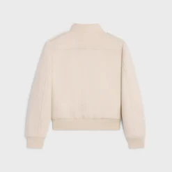 Blouson jacket with stand-up collar in double faced cashmere